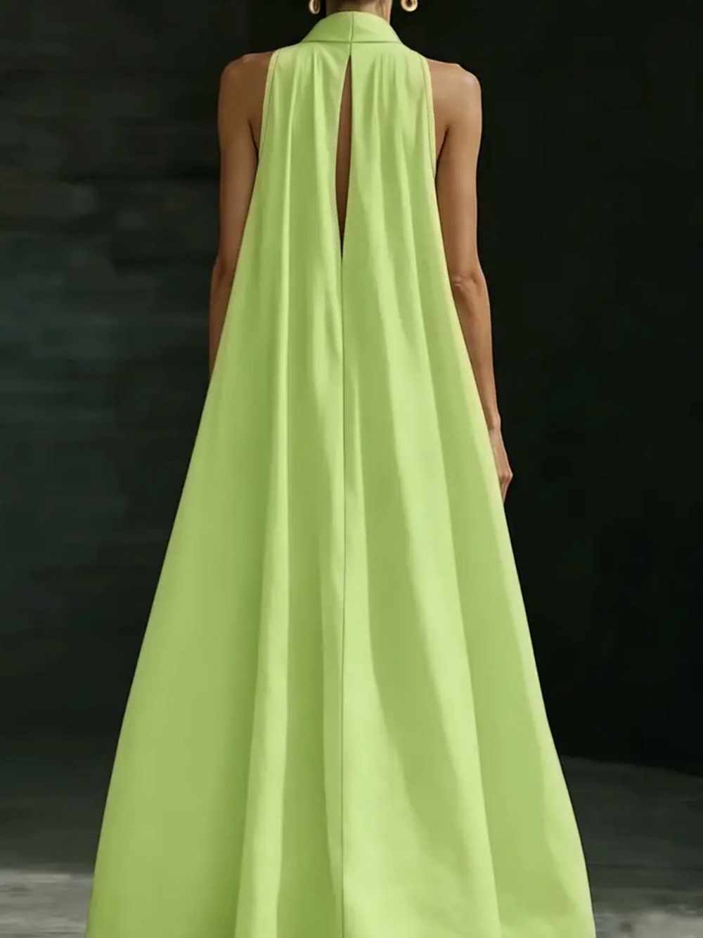 Sleeveless Cowl Neck Maxi Dress in Lime Green - Picture 3 of 4